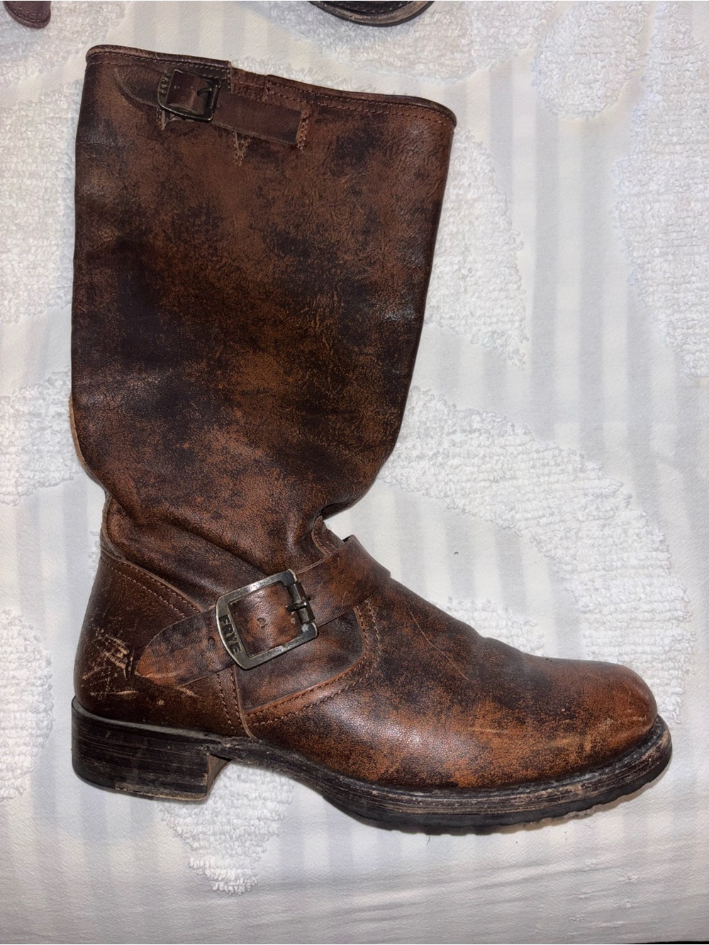 Frye Brown Suede-Lined Leather Boots Size 8 - Picture 11 of 15